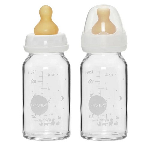 Hevea - Newborn Glassbottle 2pack White 2 x 120ml