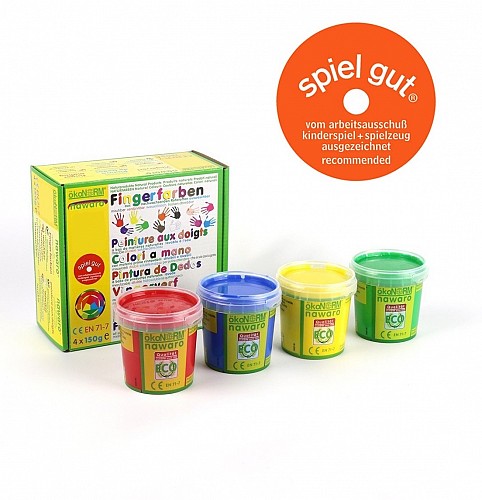 OkoNorm Finger Paints - Red, Yellow, Green, Blue