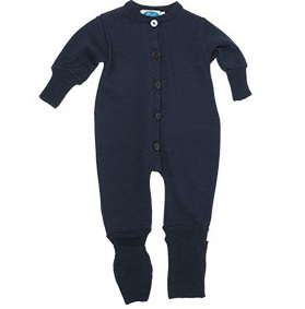 Baby Overall Sleepsuit Terry Wool Silk - Navy