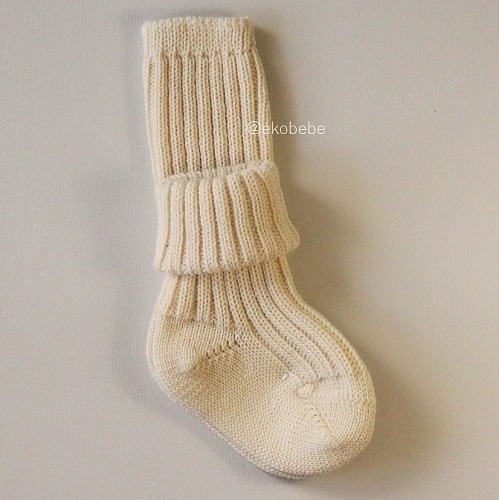 Organic Wool Baby Socks - White