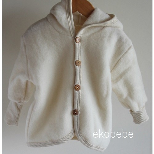 Cosilana Wool Cotton Fleece Cardigan - Natural