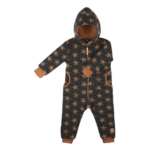 Pure Pure by Bauer Wool Baby Overall with Hood Antracite & Stars