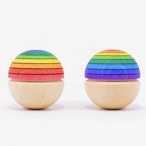 Mader Wooden Tumbler and Spinning Top - Rainbow
