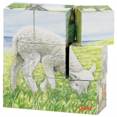 Wooden Development Cube Puzzle - Farm Animals