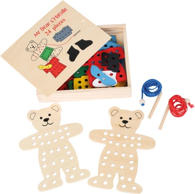 Wooden Threading Game - Dress Up Bears