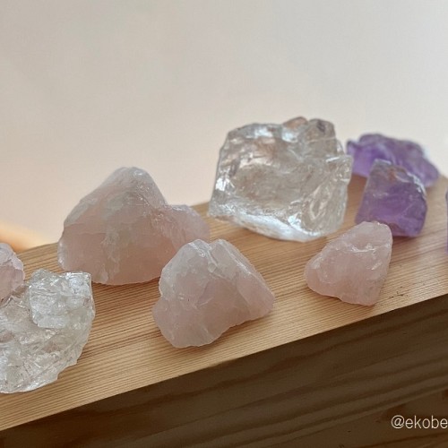 Rough Rock Crystal - Crystal Quartz and Rose Quartz and Amethyst
