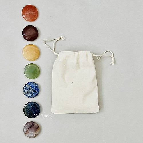 Set of 7 Chakra Stones Round in Pouch