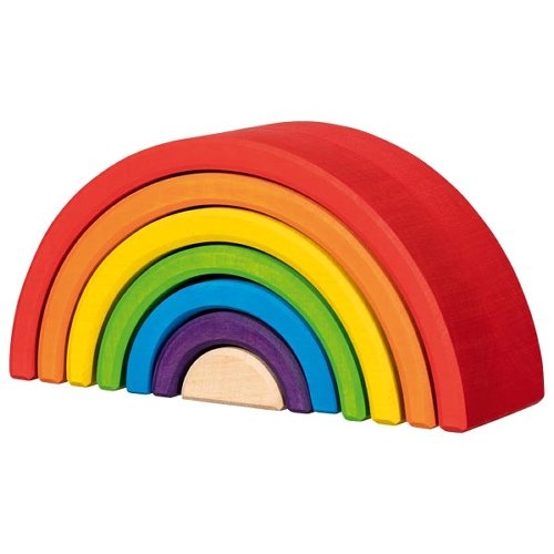 Wooden Rainbow Building Blocks Rainbow Colors - Medium
