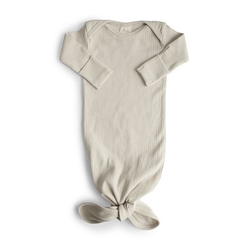 Mushie Ribbed Knotted Newborn Baby Gown