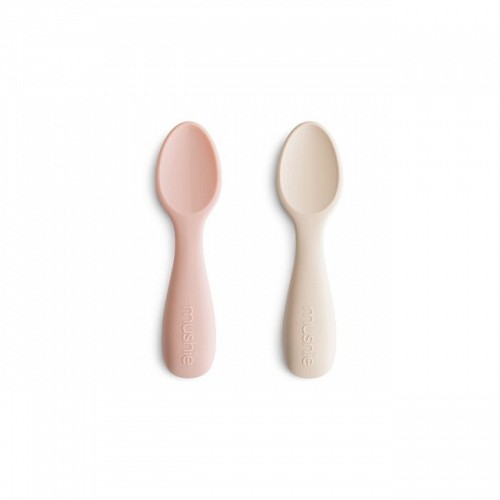 Silicone Toddler Starter Spoons 2-Pack Blush/Shifting Sand