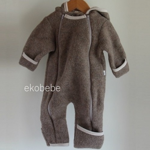 Premium Baby Winter Overall Wool Fleece - Grey Brown