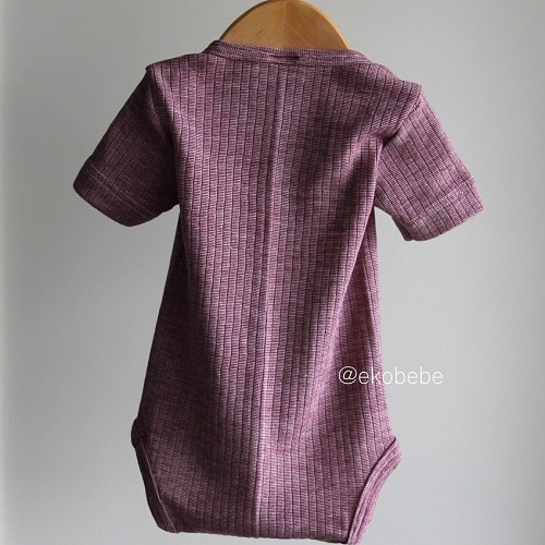 Cosilana Wool Silk Cotton Baby Body Short Sleeves - Wine Red