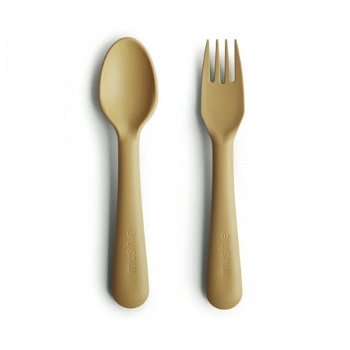 Mushie Fork and Spoon Set (Mustard)