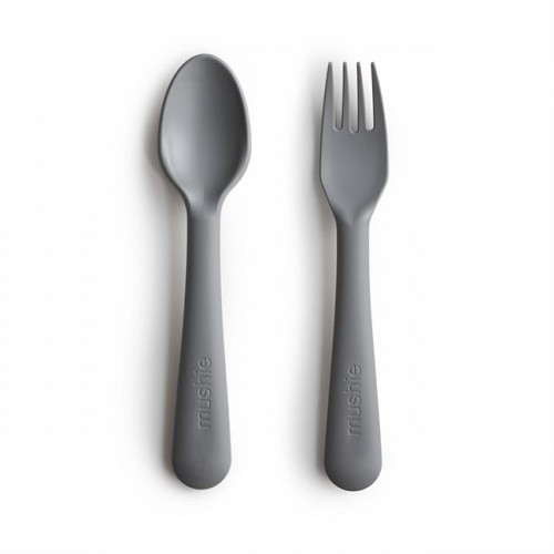 Mushie Fork and Spoon Set (Smoke)