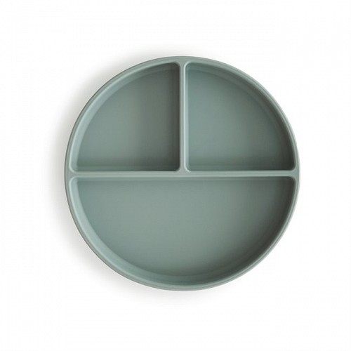 Mushie Silicone Plate with Divided Raised Edges (Cambridge Blue)