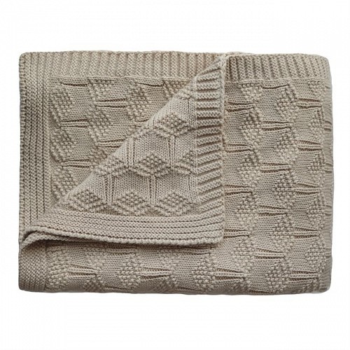 Mushie Knitted Baby Blanket - Honeycomb Beige