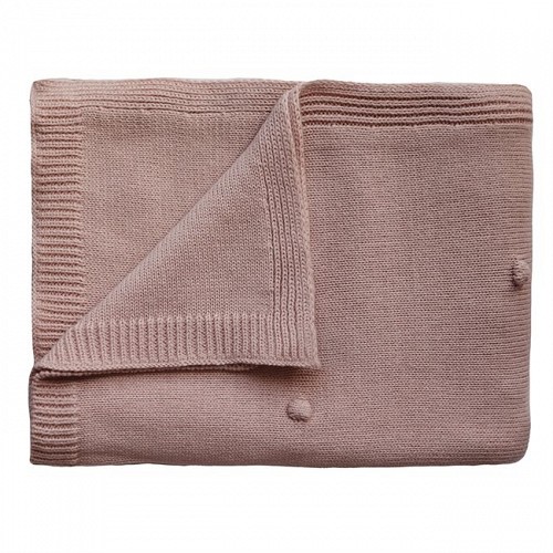 Mushie Knitted Baby Blanket Textured Dots - Blush
