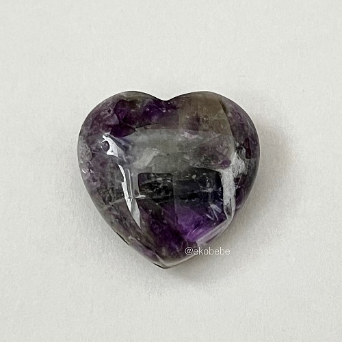 Amethyst Heart Worry Stone Phantom