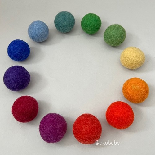 Papoose Toys Filca Bumbiņas 5,0 cm Goethe Krāsās 12 gab.
