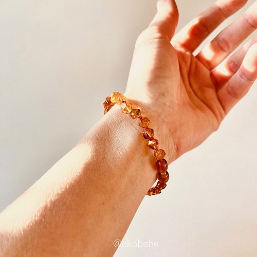 Amber Bracelet Made of Faceted Baltic Amber Beads - Cognac