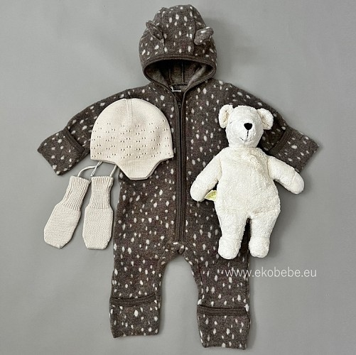 Soft Wool Pram Suit with Ears - Bambi