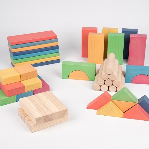 Wooden Jumbo Blocks Set - Rainbow