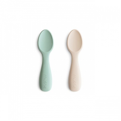 Silicone Toddler Starter Spoons 2-Pack Cambridge Blue/Shifting Sand