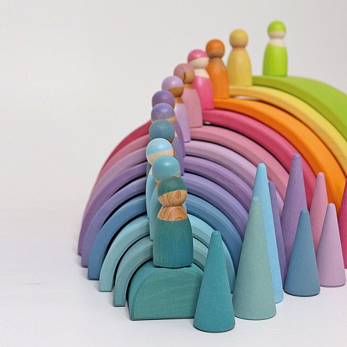 Grimms Wooden Rainbow Friends - Pastel Colors