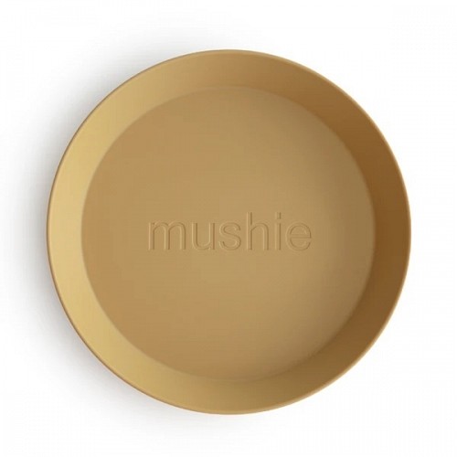 Mushie Round Dinnerware Plates Set of 2 (Mustard)
