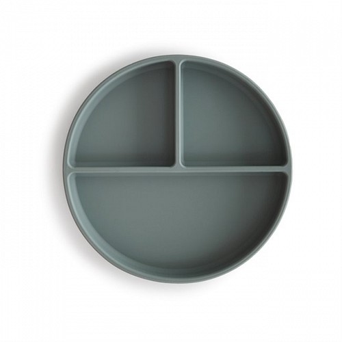 Mushie Silicone Plate with Divided Raised Edges (Dried Thyme)
