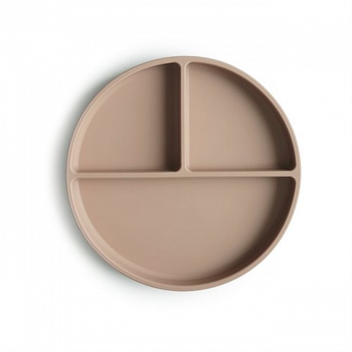 Mushie Silicone Plate with Divided Raised Edges (Natural)