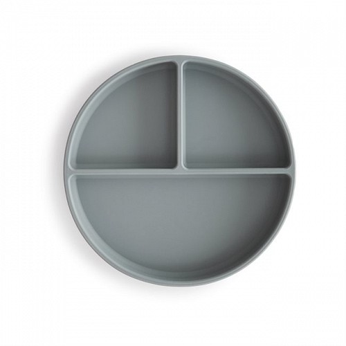 Mushie Silicone Plate with Divided Raised Edges (Stone)