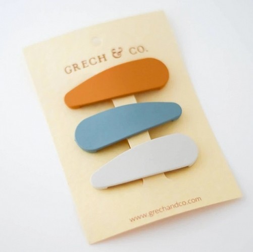 Grech & Co Snap Hair Clips - Golden Light Blue Buff