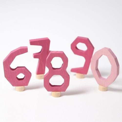 Grimms Anthroposophical Pink Decorative Numbers 6, 7, 8, 9, 0