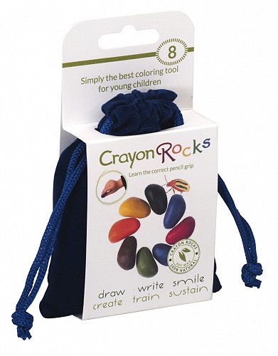 Crayon Rocks in a Blue Velvet Bag - 8 pcs.