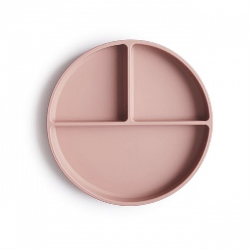 Mushie Silicone Plate with Divided Raised Edges Blush