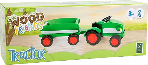 Rotaļu Koka Traktors Zaļā Krāsā