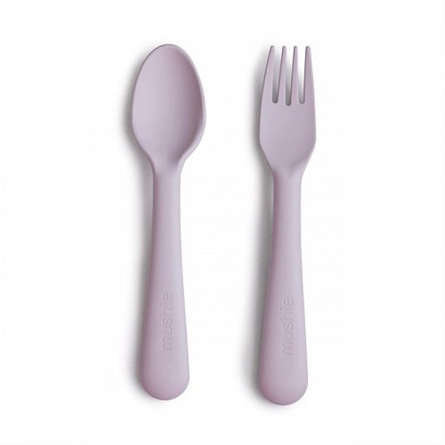 Mushie Fork and Spoon Set (Soft Lilac)