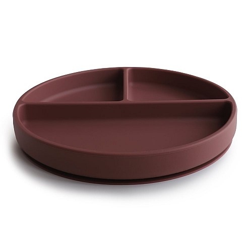 Mushie Silicone Plate with Divided Raised Edges - Woodchuck