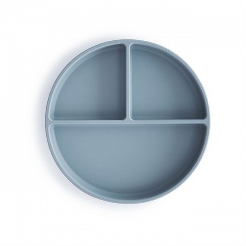 Mushie Silicone Plate with Divided Raised Edges - Powder Blue