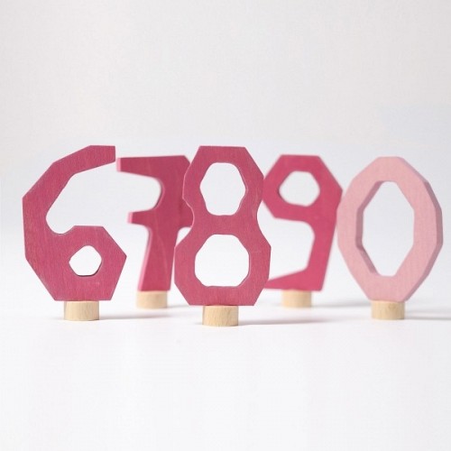 Grimms Anthroposophical Pink Decorative Numbers 6, 7, 8, 9, 0