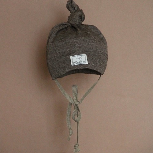 PICKAPOOH Wool Silk Baby Bonnet - Bark