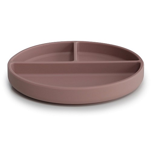 Mushie Silicone Plate with Divided Raised Edges (Mauve)