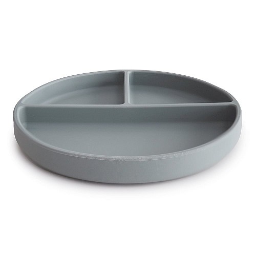 Mushie Silicone Plate with Divided Raised Edges (Stone)