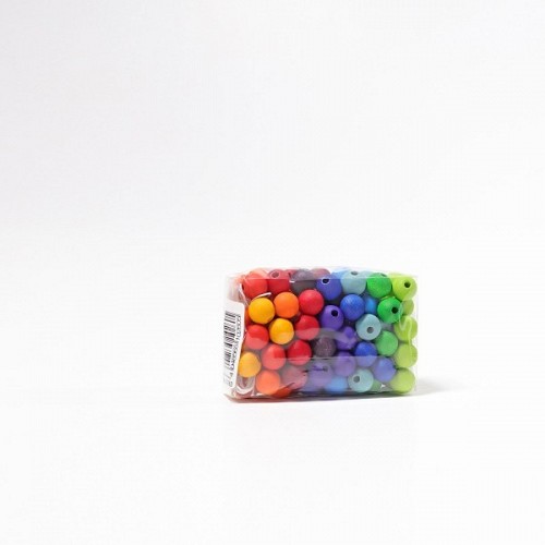 Grimms 120 Small Wooden Beads - Rainbow