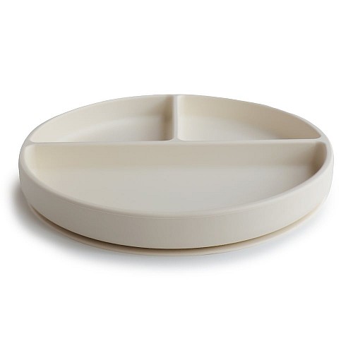 Mushie Silicone Plate with Divided Raised Edges - Ivory