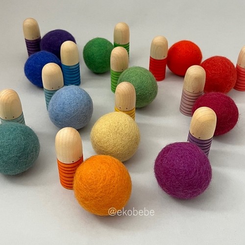 Papoose Toys Felt Balls 5,0 cm 12 Goethe Colours and Grapat Brots
