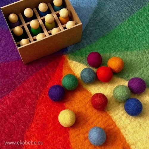Papoose Toys Felt Balls 3.5 cm 12 Goethe Colours