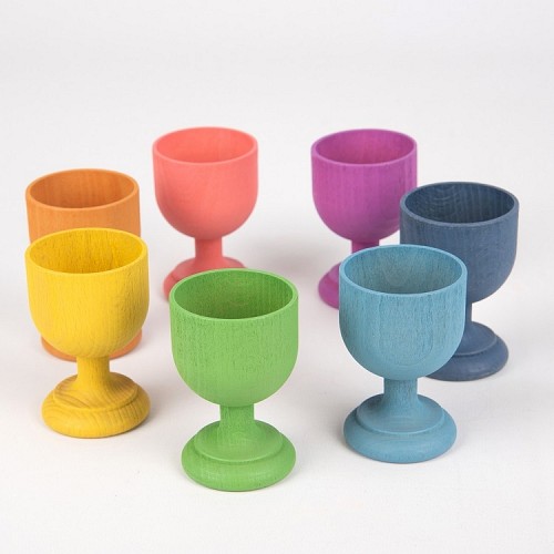 Montessori Rainbow Wooden Egg Cups